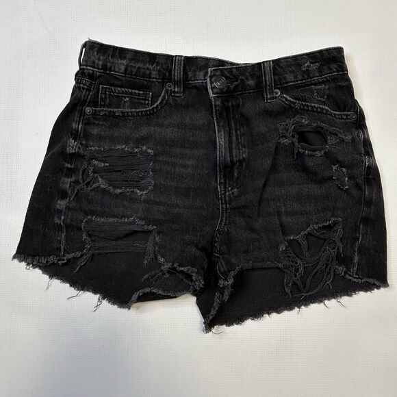 Lot of 2 American Eagle Jean Shorts Size 4 Denim Stretch Black Cut Off 90s HR - Picture 2 of 16
